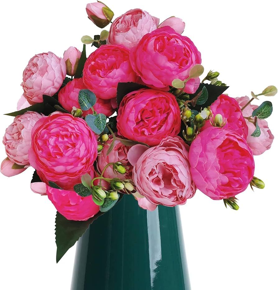 BOMJJOR 3 Pack Peonies Artificial Flowers Silk Peony Arrangement Bouquet for Wedding Centerpiece ... | Amazon (US)