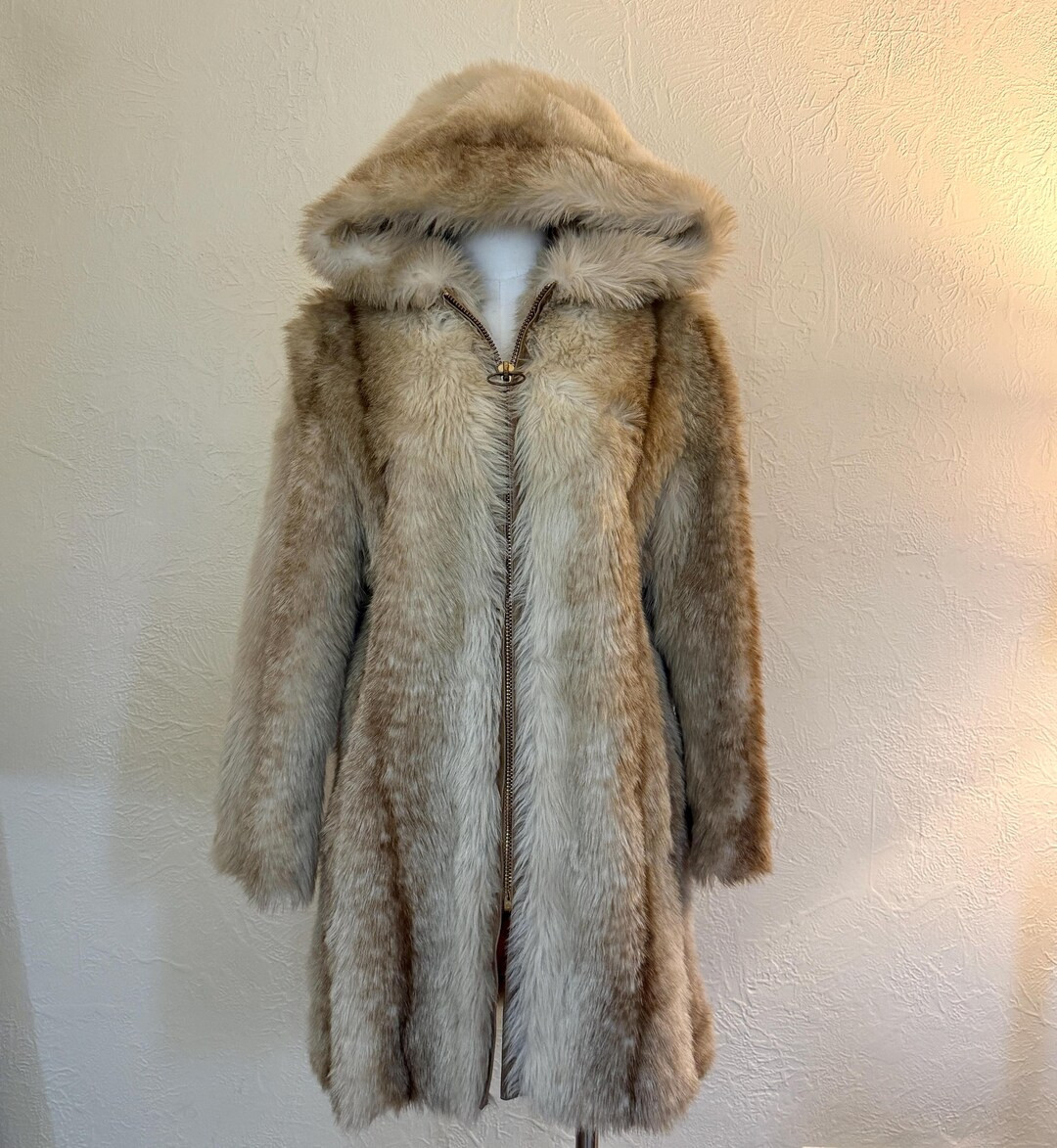 Rare Vintage Tissavel France Faux Fur Coat – 1970s Hooded Furrage Mink Style Jacket – Satin L... | Etsy (US)