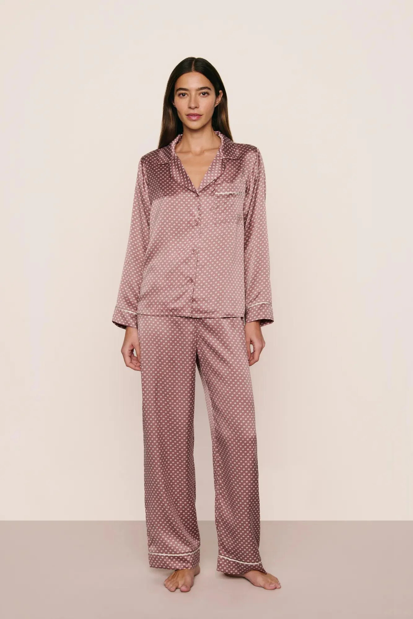Inez Washable Silk Printed Long PJ Set | Eberjey