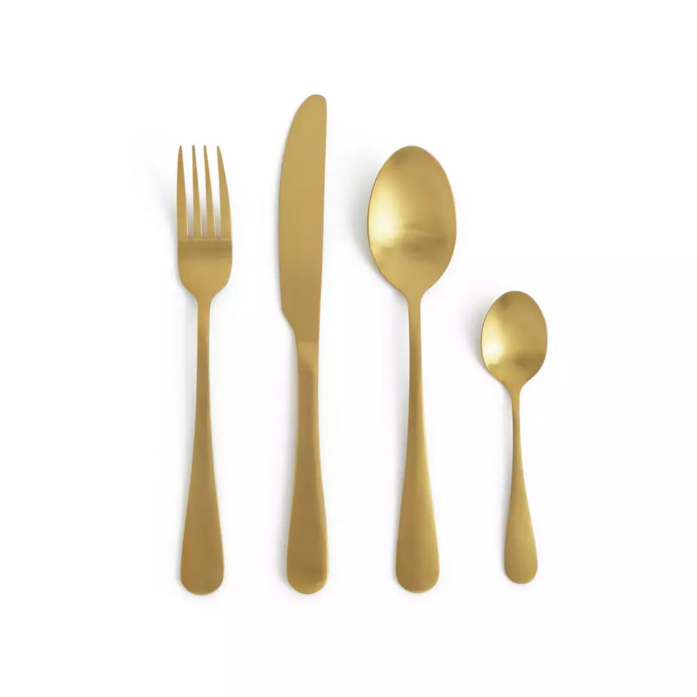 Habitat 16 piece Gold Stainless Steel Cutlery Set | Habitat UK