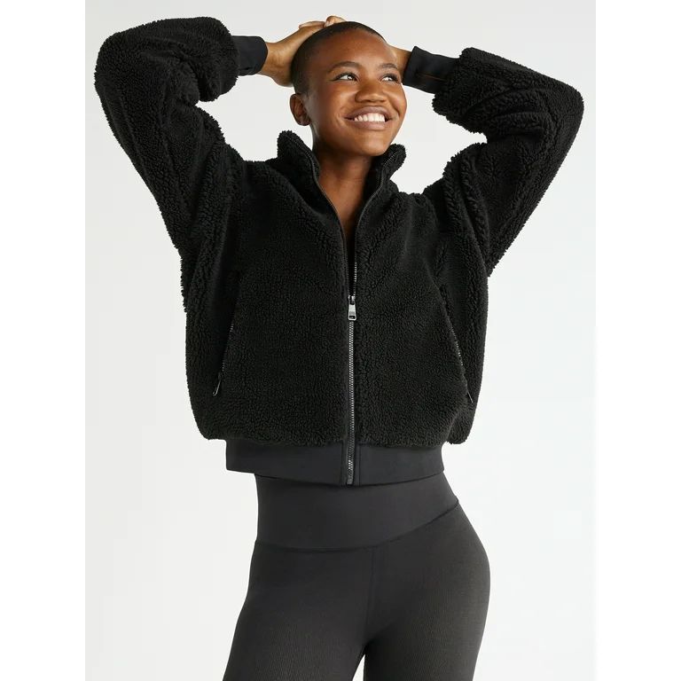 Love & Sports Women’s Faux Sherpa Jacket with Hood, Sizes XS-3XL | Walmart (US)