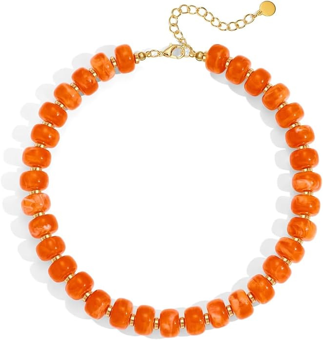 Colorful Beaded Necklace for Women Unique Resin Beads Choker Necklaces Boho Statement Chunky Neck... | Amazon (US)