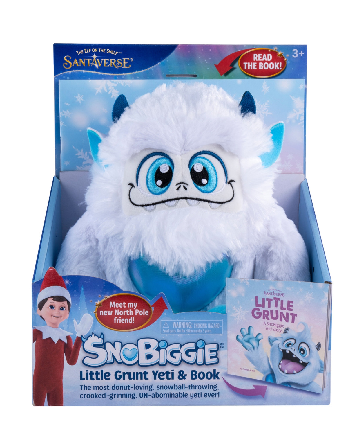 Elf on the Shelf Little Grunt Yeti Plush Toy and Book - White, blue | Macy's