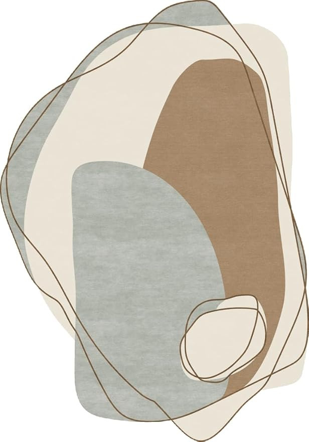 Brown Grey Irregular Asymmetrical Modern Abstract Area Rug 5x8 Non Shedding Faux Wool Art Decor R... | Amazon (US)