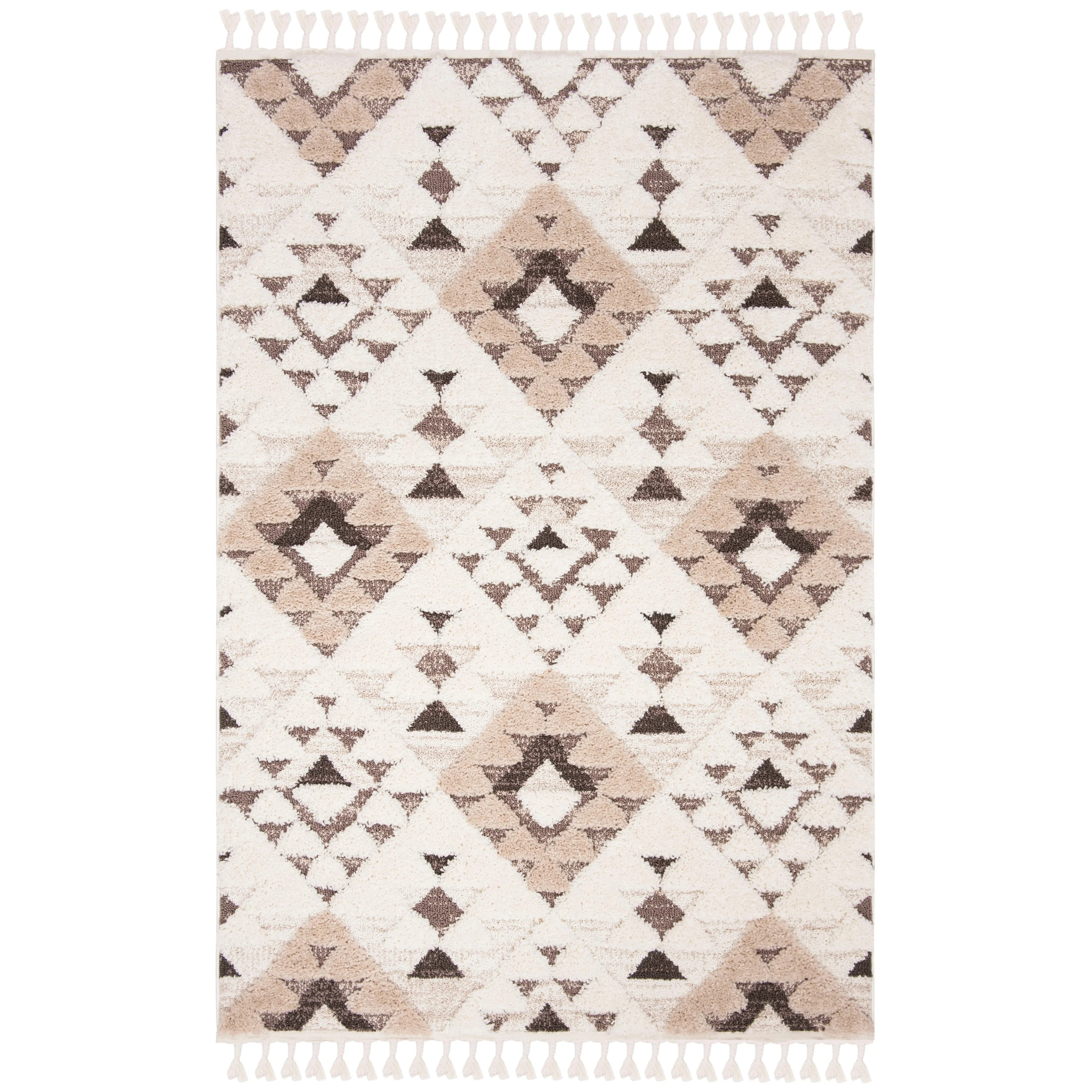 Safavieh  Moroccan Tassel Shag Kobi 2-inch Thick Rug Ivory/Brown 2'3" x 4' 3' x 5' Accent Living ... | Walmart (US)