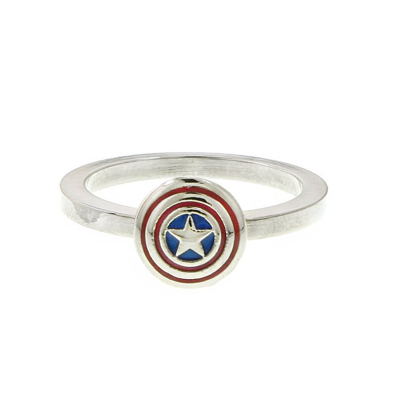 Marvel Comics Captain America Shield Enamel Ring, Size 7.5 | Etsy (US)