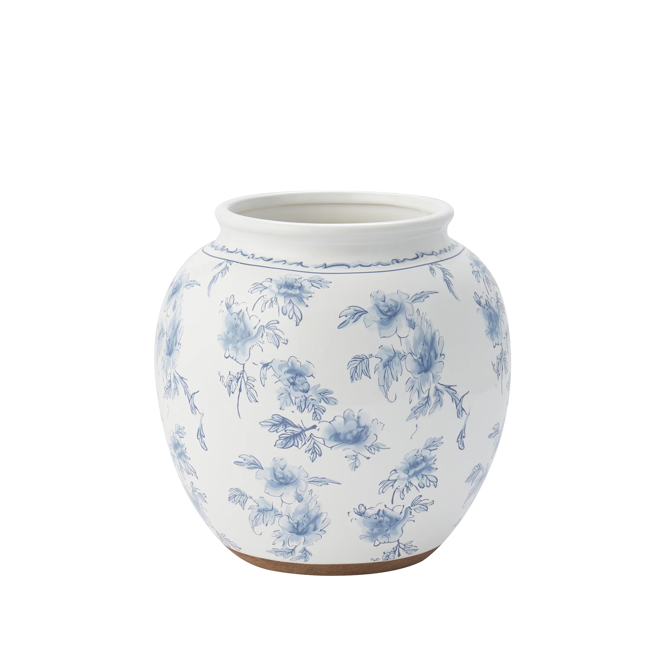 My Texas House 8" Blue Floral Round Ceramic Vase | Walmart (US)