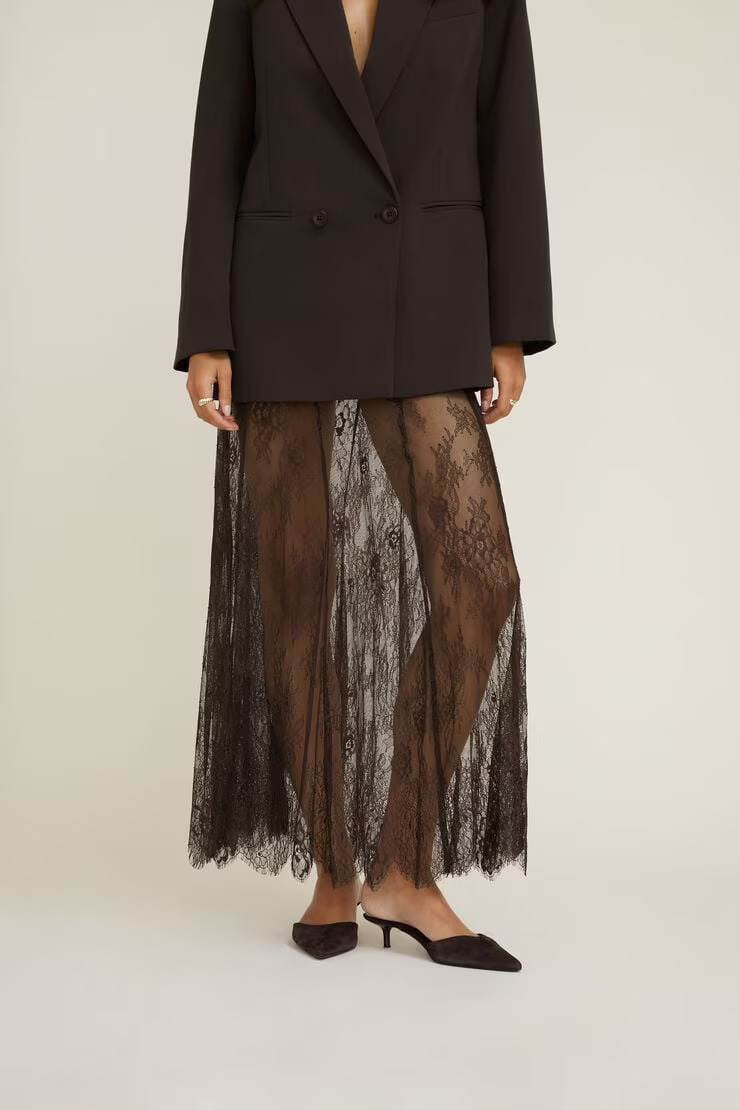 Sheer Lace Maxi Skirt | Dynamite Clothing