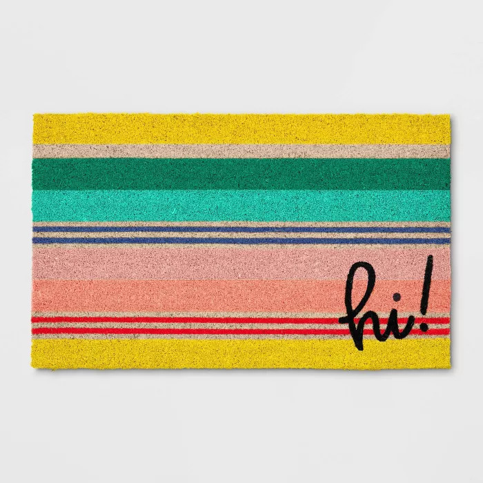 1'6"x2'6" Hi Stripe Coir Doormat Yellow - Sun Squad™ | Target
