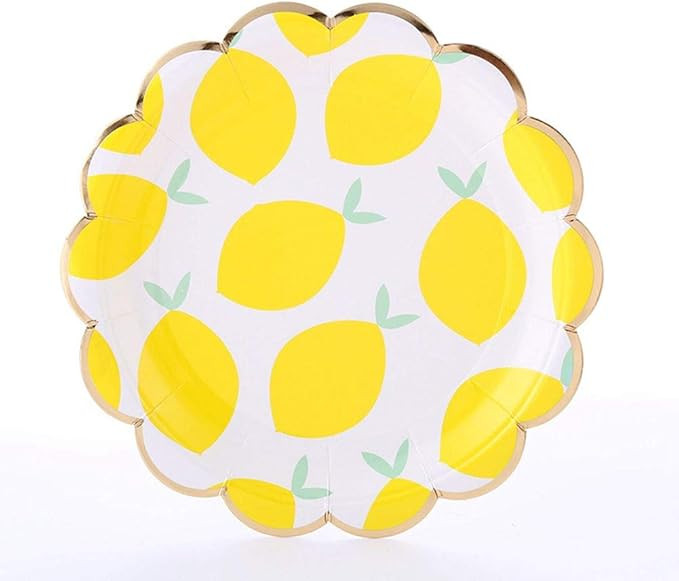30 Count Lemon Disposable Plates Lemon Party Dinner Dessert Paper Plates for Wedding Baby Shower ... | Amazon (US)