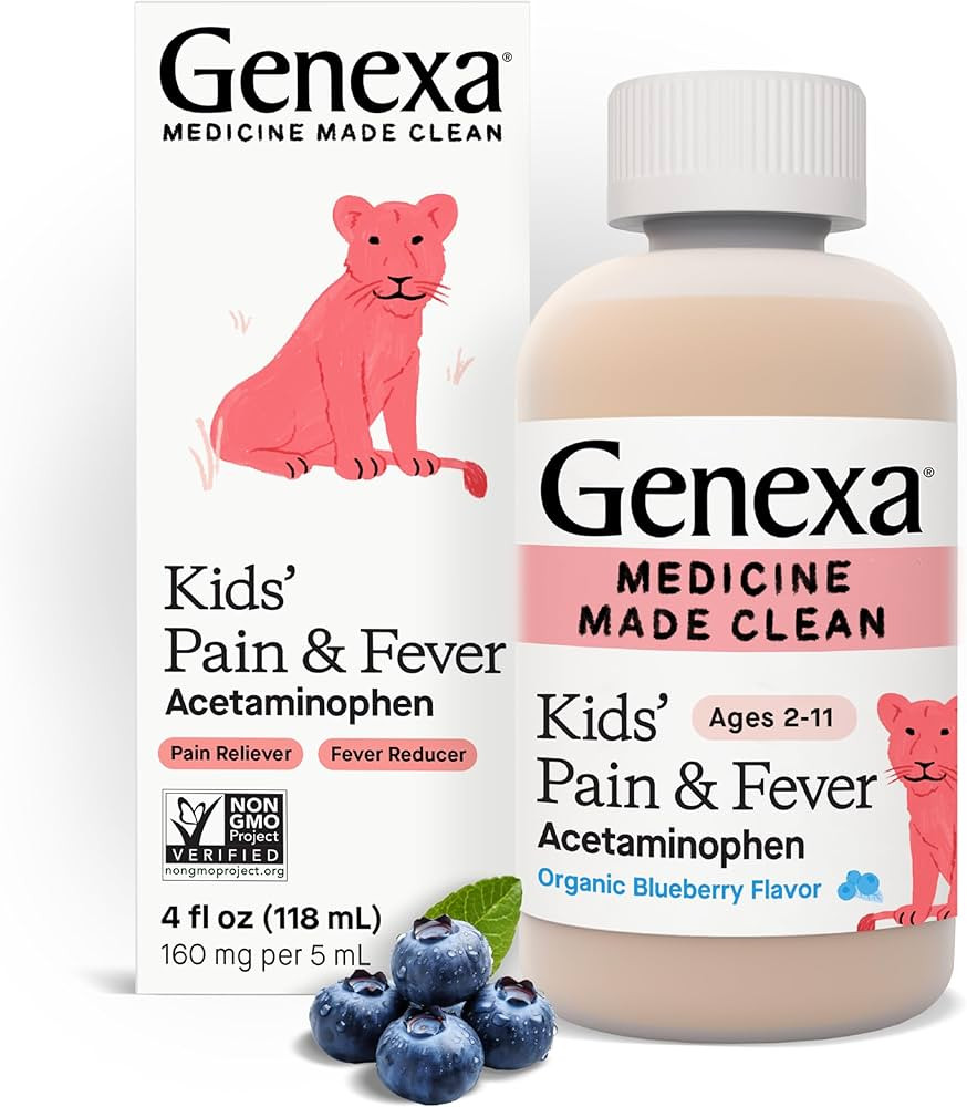 Genexa Kids' Acetaminophen Pain & Fever Oral Suspension Medicine - 4oz - For Children 2 - 11 Year... | Amazon (US)
