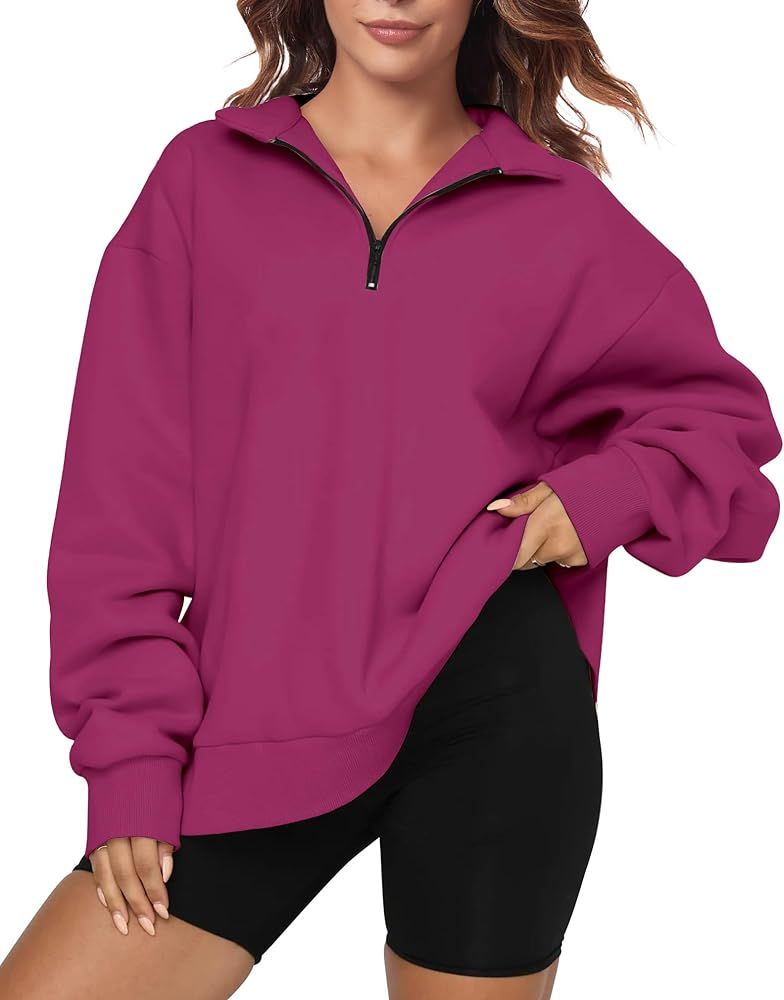 Oversized Sweatshirt for Womens Half Zip Pullover Top Casual Long Sleeve Fleece Sweatshirt | Amazon (US)