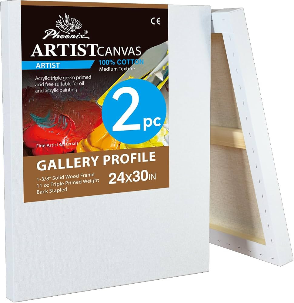 PHOENIX 24x30 Inch 2 Pack Gallery Canvas - 1.5 in Thick Extra Large Canvases for Painting - Deep ... | Amazon (US)