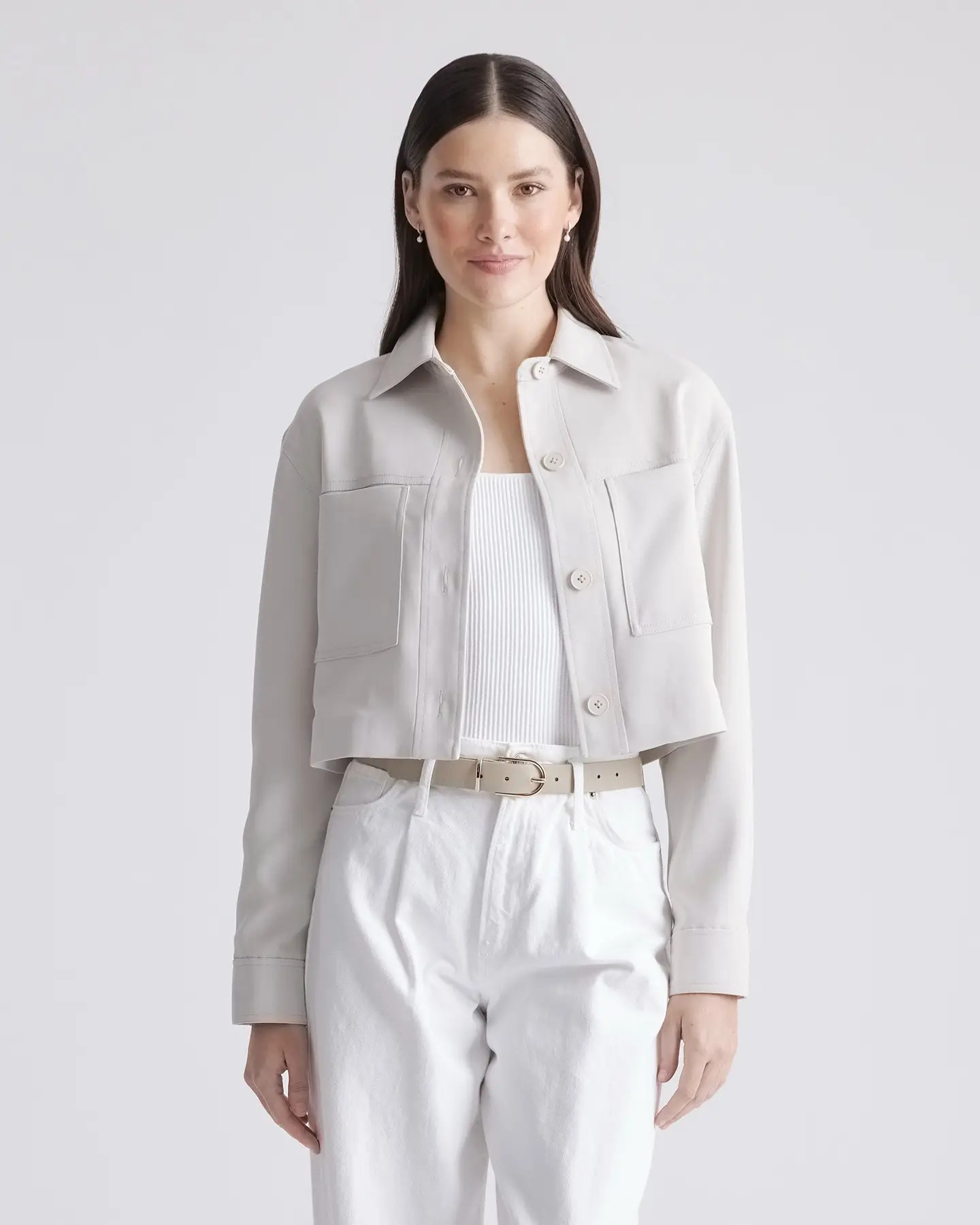 Stretch Crepe Cropped Jacket | Quince
