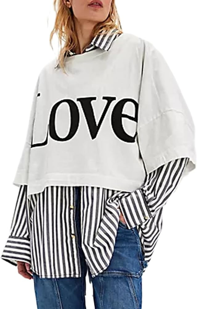 Oversized Graphic Tees for Women Cute Floral Aesthetic Baggy T-Shirts Summer Vintage Coconut Teen... | Amazon (US)