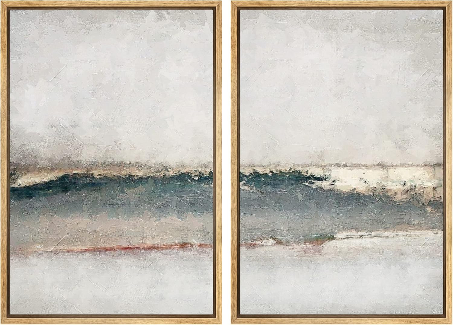 MUDECOR Framed Canvas Print Wall Art Set Watercolor Pastel Gray Teal Landscape Abstract Shapes Il... | Amazon (US)