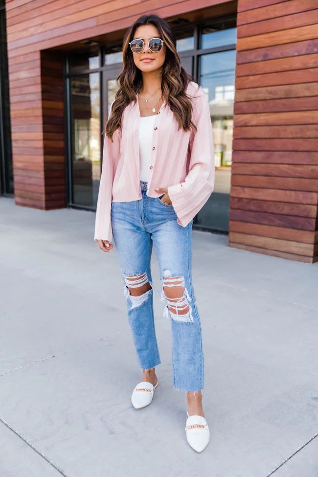 Never Doubtful Accordion Blush Cardigan | The Pink Lily Boutique