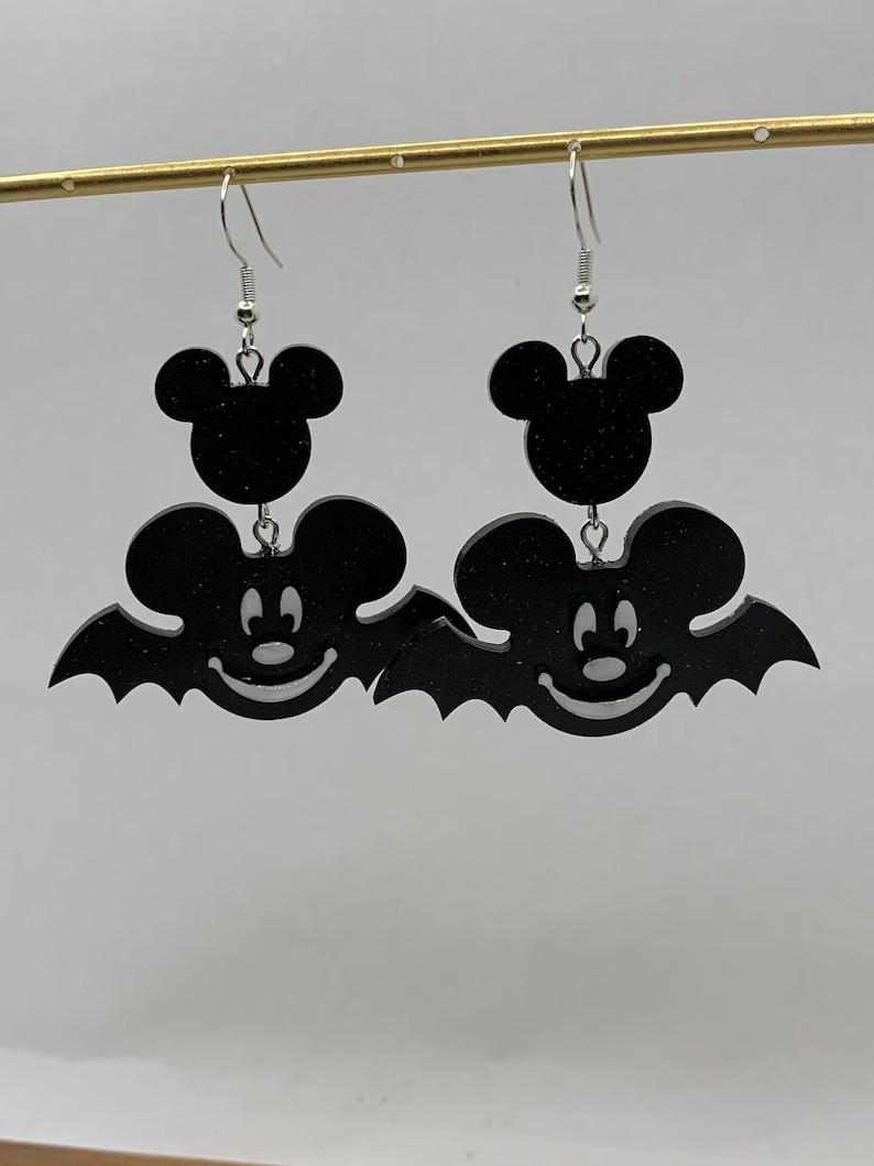 Mickey Bat Halloween Inspired Large Dangle Earrings - Etsy | Etsy (US)