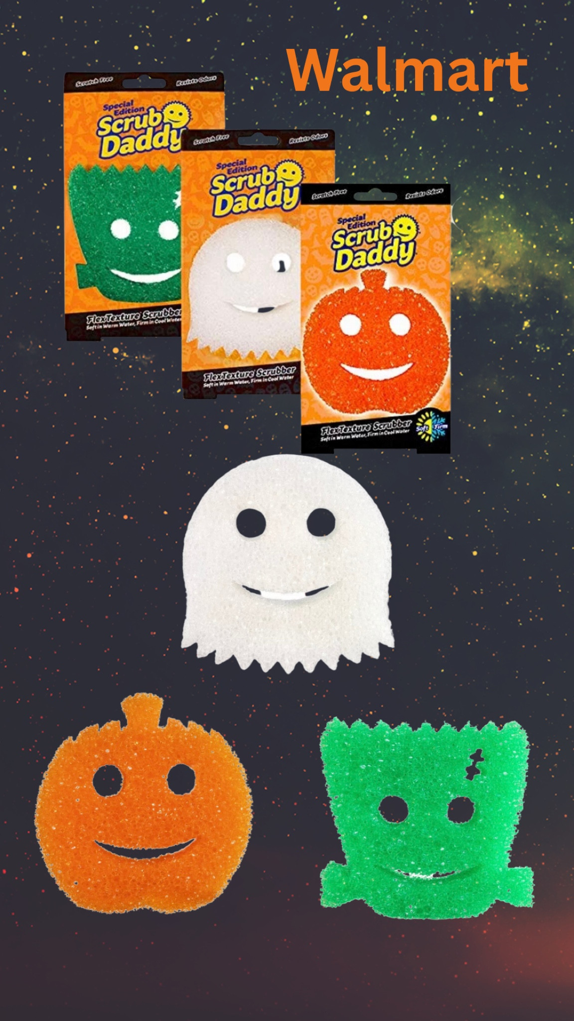 Special Edition Halloween Scrub Daddy Pumpkin Jack-O-Lantern Scrubber Sponge