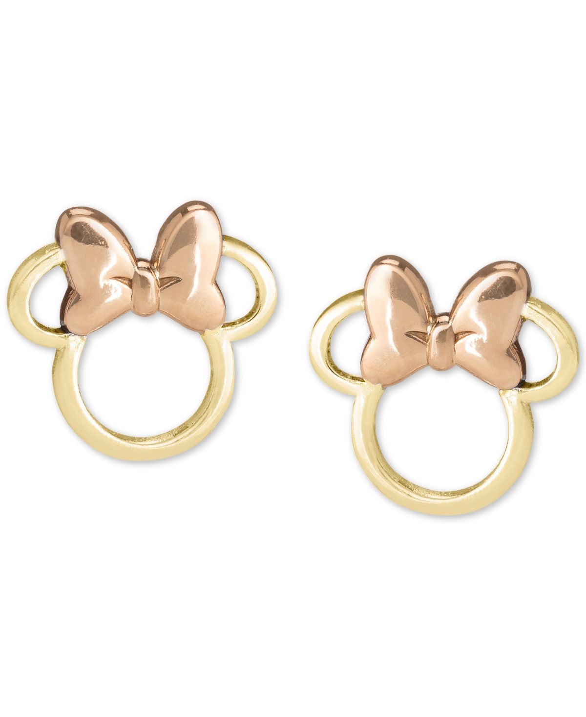 Disney Children's Minnie Mouse Silhouette Stud Earrings in 14k Gold & Rose Gold - Gold | Macy's