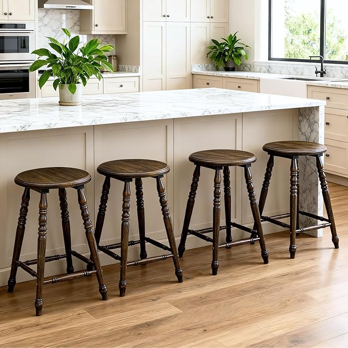chairus 24" Backless Counter Height Bar Stools Set of 4, Farmhouse Wooden Counter Stools with Rou... | Amazon (US)