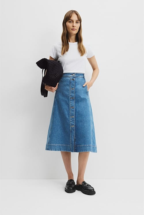 A-Line Denim Midi Skirt | Country Road