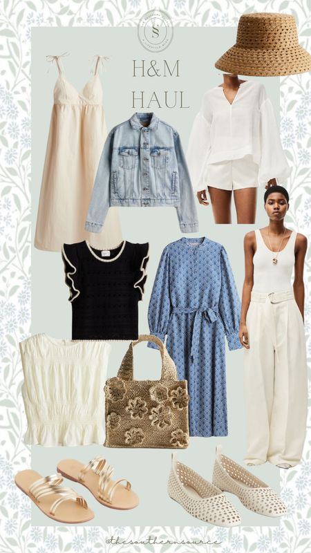H&M Spring haul 🌺 floral handbag, white linen pants, top, blue dress, knits and more! 

#LTKfindsunder100 #LTKSeasonal #LTKfindsunder50