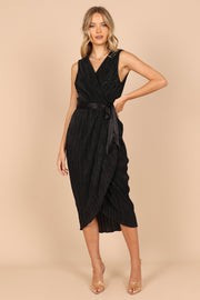 Poitre Pleated Wrap Midi Dress - Black | Petal & Pup (US)