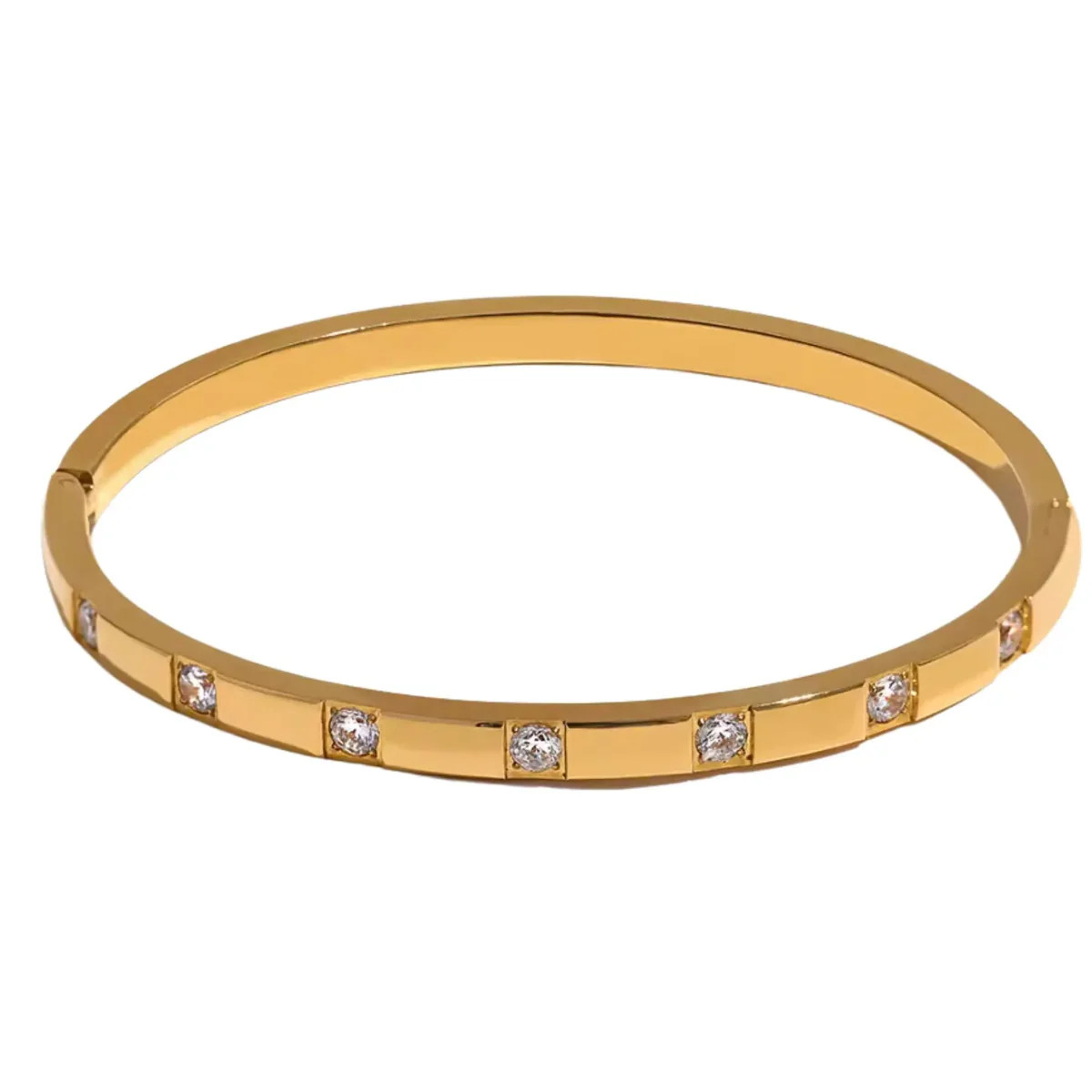 Hemera Inset Crystal Bangle- Gold - Ahava J | Ahava Jewels