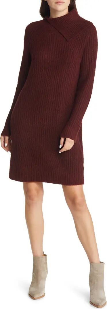 Folded Neck Long Sleeve Sweater Dress | Nordstrom