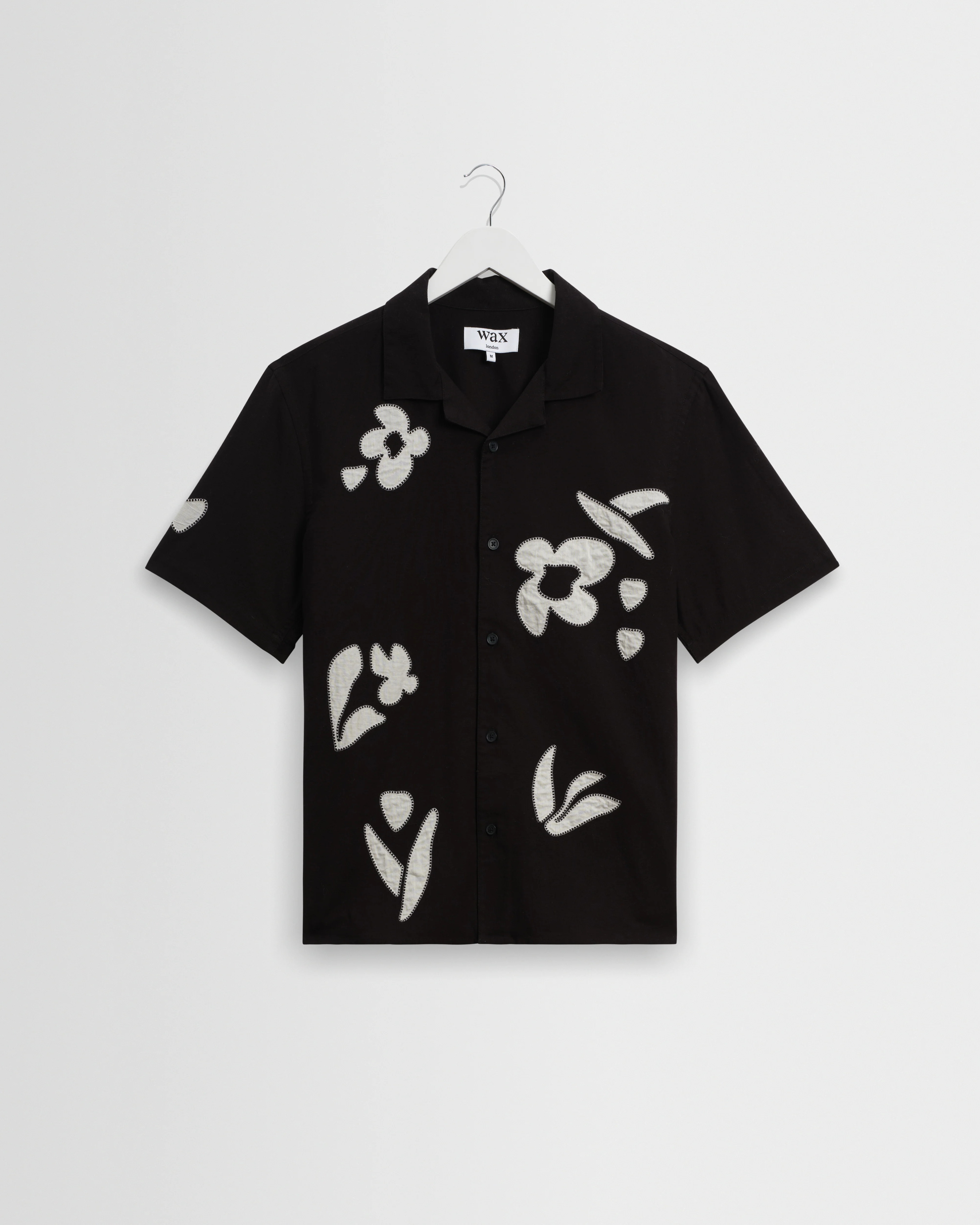 Didcot - Black And Beige Abstract Applique Short-Sleeve Shirt | Wax London US
