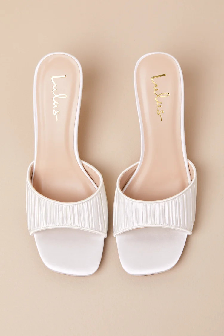 Rheta White Satin High Heel Slide Sandals | Lulus