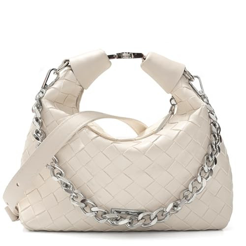 cuiab Top-Handle Handbags, White Mini Bag for Women, White Small Handbag, Women's White Small Purse with Woven Patterns, with 2 Removable Straps | Amazon (US)