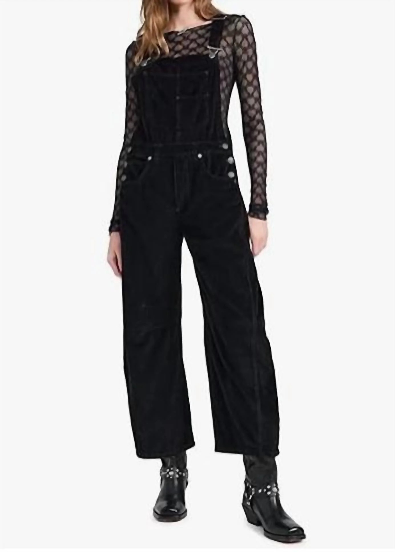 Women's Good Luck Corduroy Overalls In Black | Shop Simon