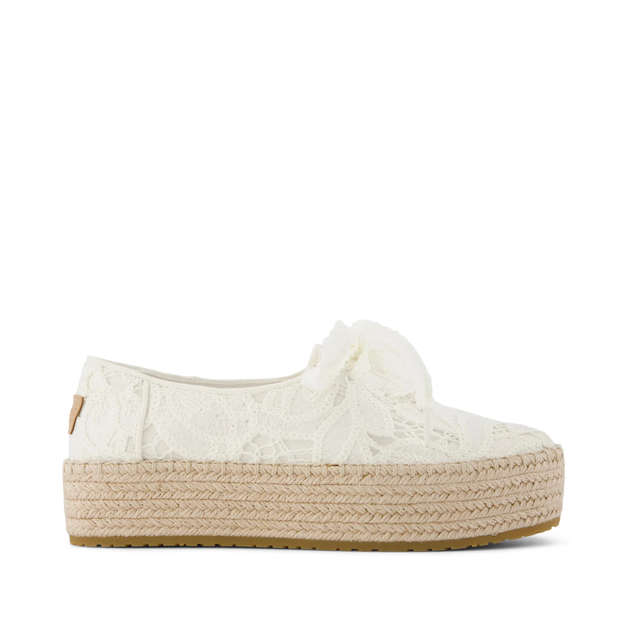 Womens Valencia Lace-Up Platform Espadrille Egret Floral Crochet | Toms EMEA