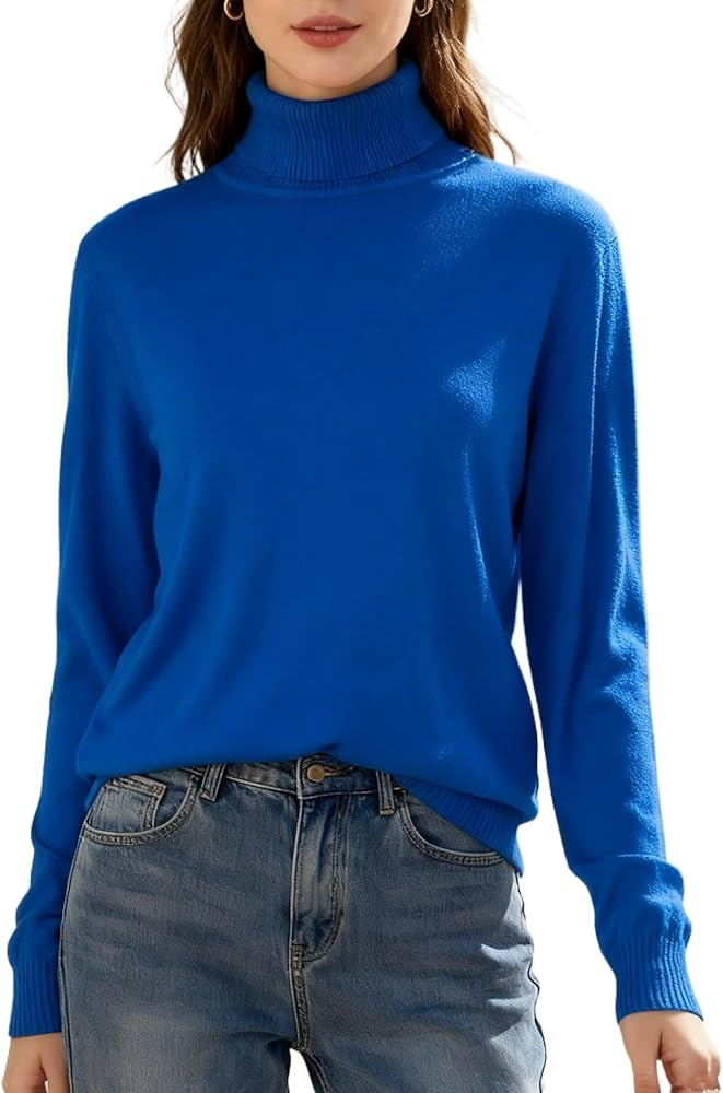 SANGTREE Women's Turtleneck Sweater Long Sleeve Casual Fall Winter Knit Pullover Sweater Top | Amazon (US)