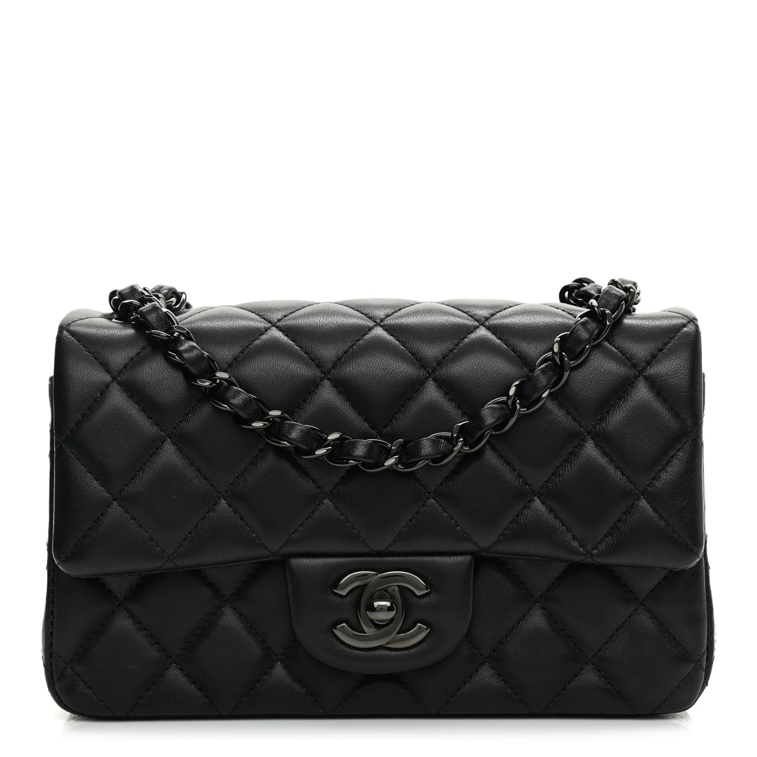CHANEL Lambskin Quilted Mini Rectangular Flap So Black | FASHIONPHILE (US)