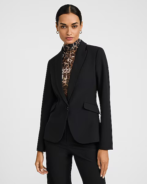 Editor Studio Stretch Twill Fitted One Button Blazer | Express