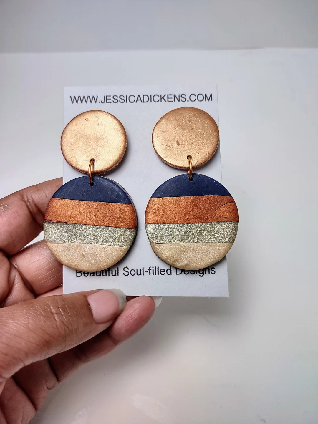 Geometric Clay Earrings, Round Dangle Earrings, Earth Tone Earrings, Gifts for Her, Birthday Gift... | Etsy (US)