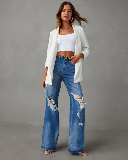 Uptown Girl Pocketed Blazer - White | VICI