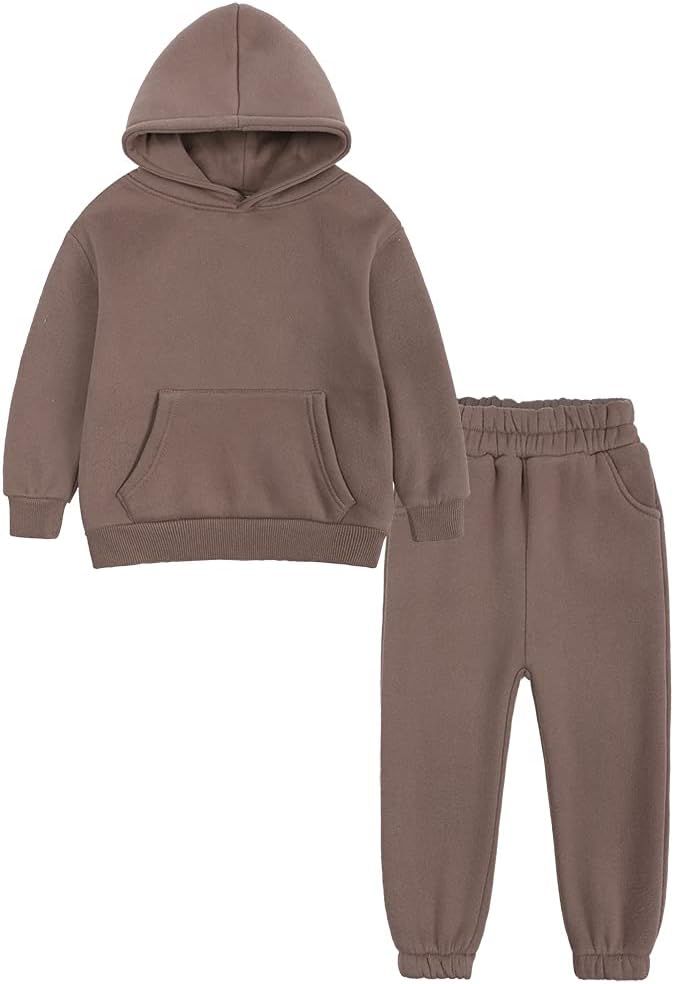 Amazon.com: MYGBCPJS Youth 2PCS Jogger Outfits Set Fleece Hooded + Sweatpants Boys Girls Athletic... | Amazon (US)