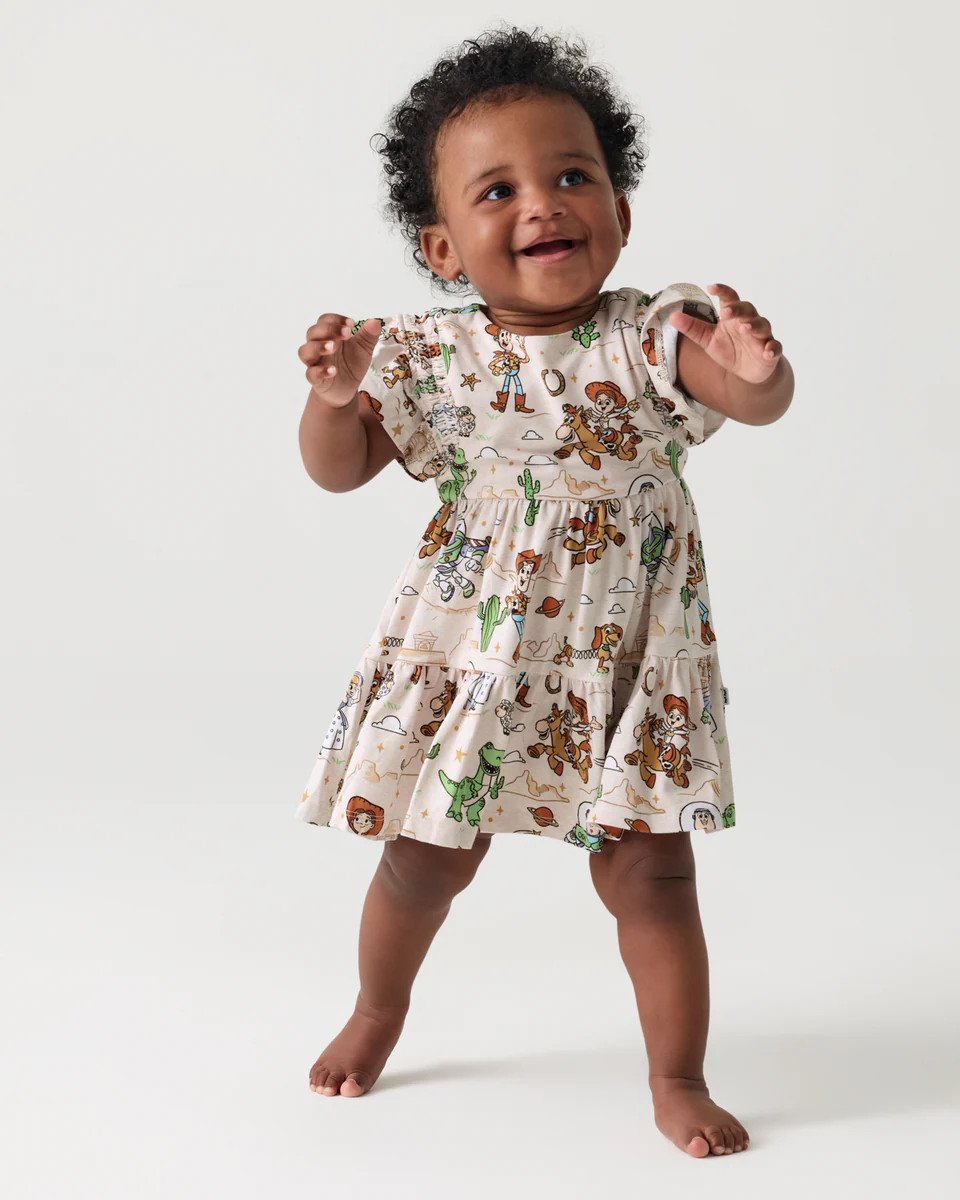 Disney & Pixar Woody's Wild West Tiered Flutter Dress with Bloomer | Little Sleepies