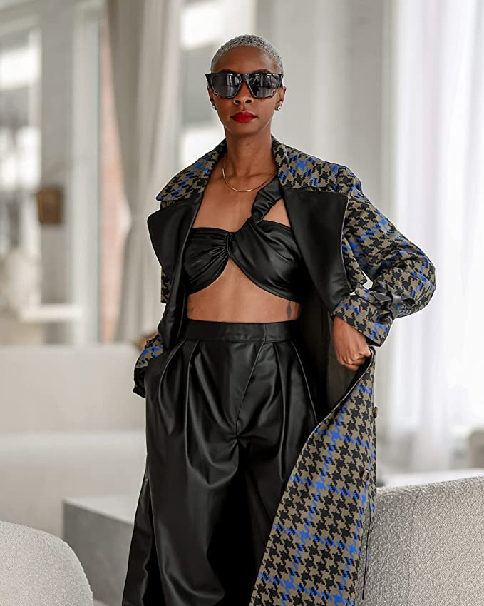 The Drop Women's @signedblake Black Vegan Leather Asymmetric Cropped Top | Amazon (US)