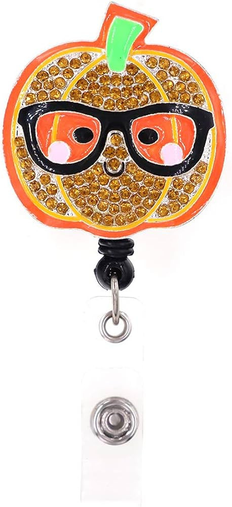 Pumpkin ID Name Card Holder Pumpkin Badge Reel with Clip for Nurse/Doctor/Student | Amazon (US)