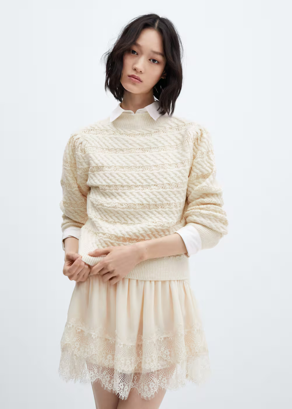Knitted braided sweater -  Women | Mango USA | MANGO (US)