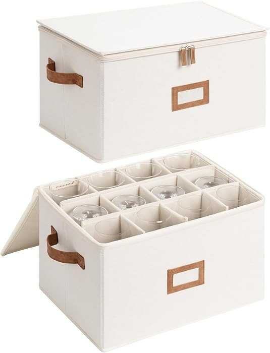 StorageWorks Stemware Storage Cases, Hard Shell Wine Glass Storage Box with Dividers for Glasswar... | Amazon (US)