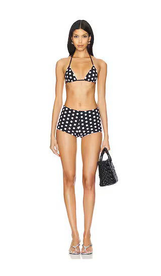 Polka Booty Shorts Bikini Set in Reverse Black & White | Revolve Clothing (Global)
