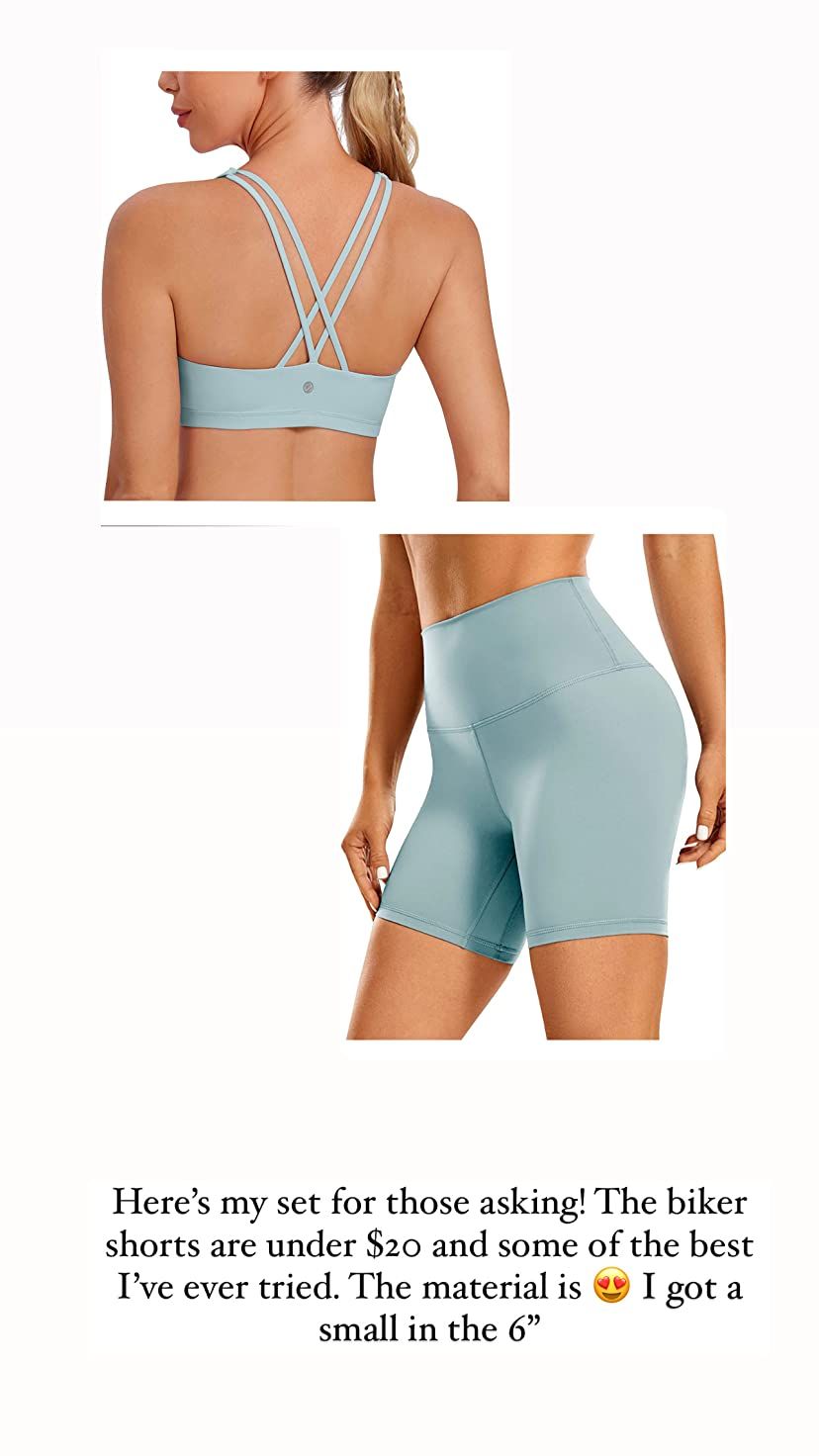 CRZ YOGA Strappy Longline Sports Bras for Women - Wirefree Padded Criss Cross Yoga Bras Cropped T... | Amazon (US)