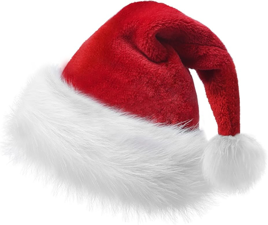 OGAJO Christmas Hat, Santa Hats Holiday for Adults Unisex Red Velvet Extra Thicken Xmas Hat for N... | Amazon (US)
