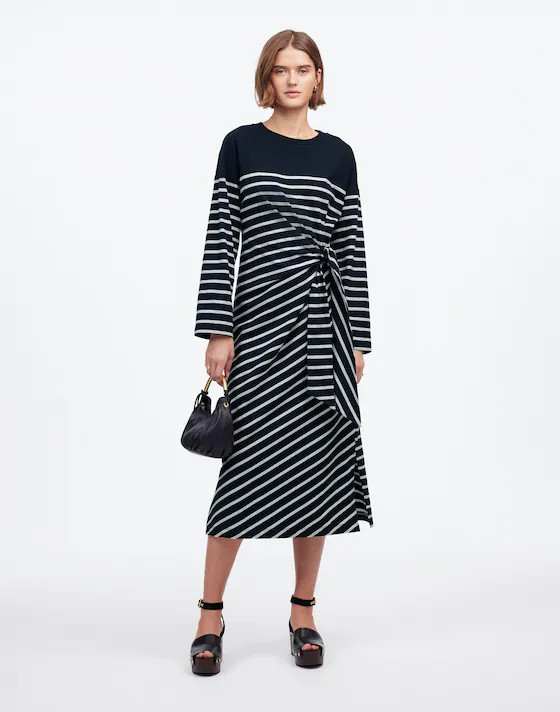 Side-Tie Knit Maxi Dress in Stripe | Madewell